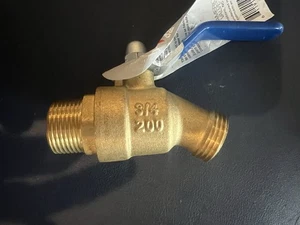 American Valve Quarter Turn Messingschlauch Bibb Außen NPT x Gartenschlauch Gewinde 3/4" - Bild 1 von 4