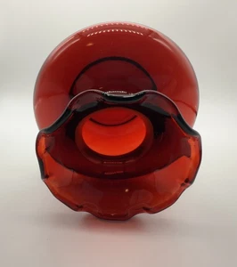 Vintage Anchor Hocking Glass Royal Ruby Red Ruffled Rim Vase 3.25" Tall - Picture 1 of 11