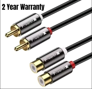 Premium Cinch Stecker auf Buchse Twin ABGESCHIRMT Verlängerungskabel OFC Stereo Phono Kabel... - Bild 1 von 6