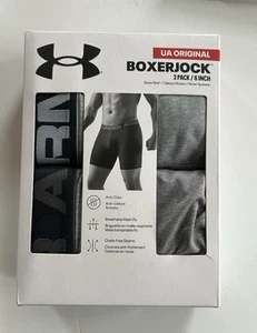 Under Armour Original BoxerJock Mens 5XL 6” Boxer Brief 2 Pk Gray Underwear - Picture 1 of 2