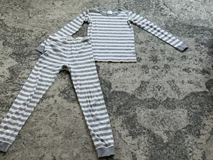 hanna andersson Grey Stripe Pjs Size 150 Age 12 - Picture 1 of 5