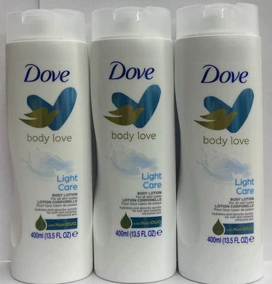 3 Pcs Dove Body Love Light Care Body Lotion For All Skin Types 400ml Each - image 1 of 3