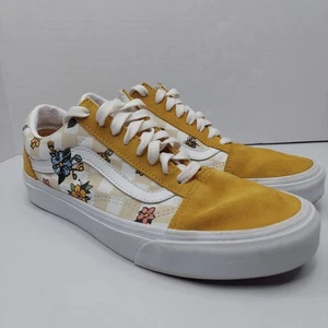 Vans Old Skool Skate Shoes Garden Check Yellow Women’s 8.5 Bees Flowers Suede - Picture 1 of 11