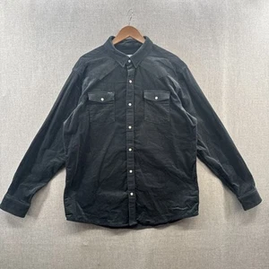 Poncho Western Corduroy Shirt Mens XL Slim Blue Long Sleeve Pearl Snap Casual - Picture 1 of 15