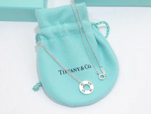 Tiffany & Co. Sterling Silver Atlas Circle Pendant Necklace 16" - Picture 1 of 6