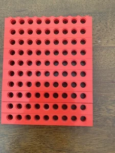 10x LEGO RED Technic 1x10 Brick part no 2730 Holes used - Picture 1 of 4