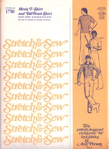 Stretch & Sew Pattern #1750 ~ Men's T-Shirt and Tab Front Shirt ~ Chest: 34-48" - Picture 1 of 4