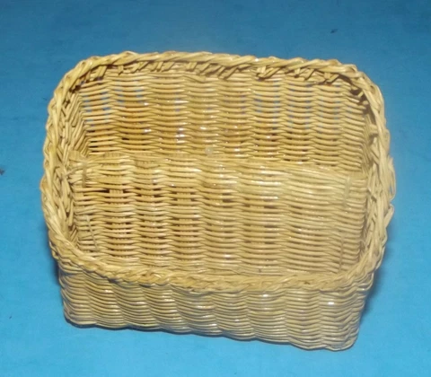 Classic Mini Basket 2 Compartments Wicker about 3"x2.5" Vintage Decoration Cover