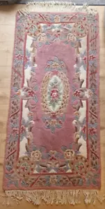 Vintage Chinese Rug Floral Carpet Hand Woven Beautiful Large Original Wool Pile - Picture 1 of 10