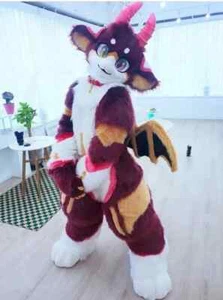 Furry Fursuit Kawaii Horn Dragon Mascot Costume Teen Suit Halloween - Picture 1 of 4