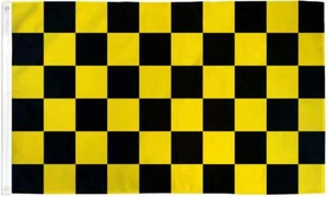 10 x Bandera "NEGRO Y AMARILLO A CUADROS" 3x5 pies Poliéster Banner Signo Comprobador - Imagen 1 de 7