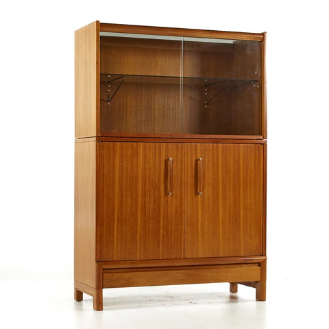 John Keal for Brown Saltman Mid Century Bleached Mahogany Buffet and Hutch Cover