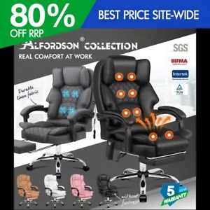 ALFORDSON Office Chair Gaming Executive Computer Footrest PU Leather Work Seat - Picture 1 of 212