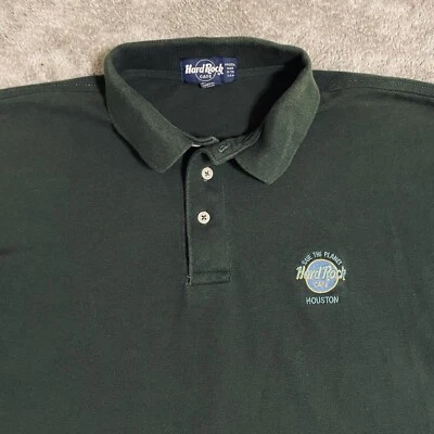 Polo Vintage- Hard Rock Café Houston Verde Talla Mediana Beatles, Pearl Jam, Kiss Foto 1 de 4