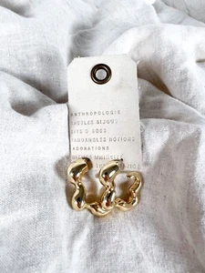 Anthropologie Gold Plated Earrings Chunky Puffy Statement Arty RRP £38 - Picture 1 of 6