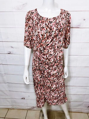 Dressbarn Womens Dress Size 18 Floral Print Round Neck Stretch Short Sleeve - Image 1 of 4