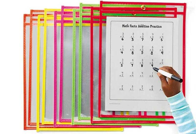 Lakeshore Reusable Write & Wipe Pockets Set of 10 &