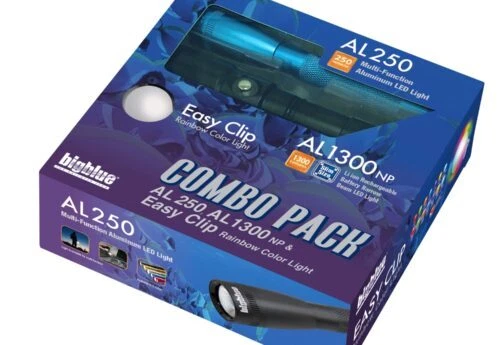 Paquete combinado BigBlue muchos lúmenes luz LED buceo CP AL250BK/AL1300NP Foto 1 de 4