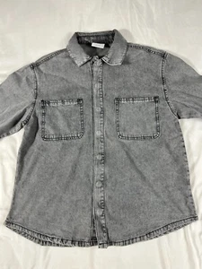 New Girls Acid Wash Colorful Planet Grey Denim Jacket Size M (8/10) - Picture 1 of 11