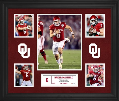 Baker Mayfield Oklahoma Sooners Framed 23'' x 27'' 5-Photo Collage Cover