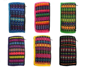 Multicolored Woven Cushioned Padded Soft Glasses Pouch Holder Bag with Strap - Picture 1 of 30