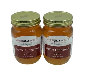 Amish Baskets Apple Cinnamon Jelly Non GMO Vegan All Natural - 18 oz - 2 Jars - Picture 1 of 7