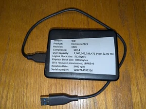 WD Western Digital 2TB Elements External Portable Hard Drive, WDBU6Y0020BBK - Picture 1 of 1