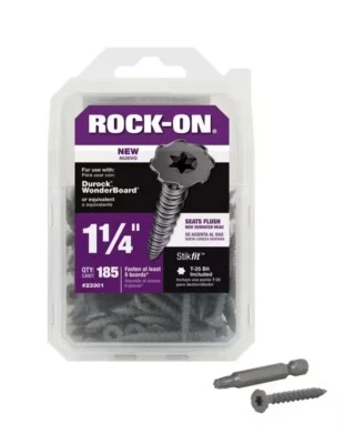 Tornillos para tablero de cemento Rock On 23301 #9 x 1-1/4 185PK respaldo de azulejos ducha Kerdi Go Foto 1 de 4