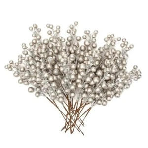 20 PCS Artificial Christmas Berry Picks, 8.7" Faux Berry Stems Small-champagne - Picture 1 of 6