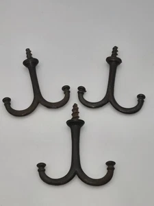 3Pc ANTIQUE CAST IRON DOUBLE HOOK WITH LAG TIPS (A102) - Bild 1 von 4