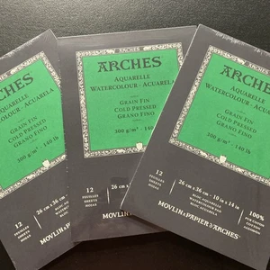LOT OF 3 Arches Watercolour 10 x 14 In Paper Pads 140 lb. Cold Pressed *NEW 51LP - Picture 1 of 4