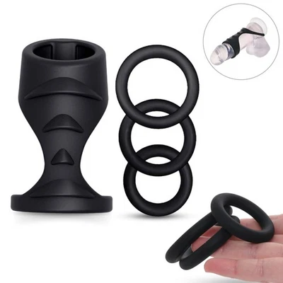 Rock Hard Male Penis Erection Enhancer Enhancement Cock Ring Set Couple Sex Toy - Image 1 of 4