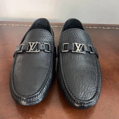 Mocasines mocasines de conducción Louis Vuitton Hockenheim cuero granulado negro talla 7 Foto 1 de 4