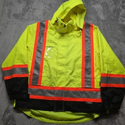 Work King Parka Industrial Safety Jacket Mens XL Yellow Reflective Insulated - Image 1 of 4