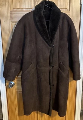 VTG SAWYER CALIFORNIAN SPRING LAMB Brown COAT SIZE M 100% PURE WOOL LINING-GUC! - Image 1 of 4