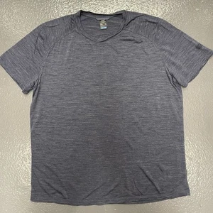 Icebreaker Merino Wool Blend Cool Lite Active Top Knit Short Sleeve Hthr Navy L - Picture 1 of 9