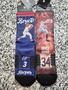 Two Pairs Strideline Bryce Harper MLB Crew Socks M/L Washington Nationals Unisex - Picture 1 of 6