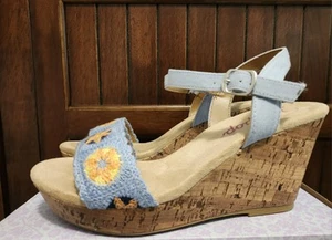 JELLY POP ENCHANT BLAU BUNT GEHÄKELT 423 KEILABSATZ GRÖSSE 10M RIEMCHEN SANDALEN SCHUHE - Bild 1 von 13