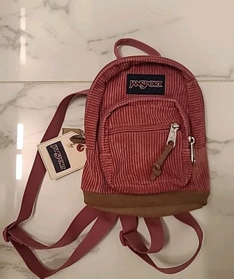 全新带标签 Jansport 右包背包迷你半品脱淡紫色灯芯绒套装装饰 — 第 1/4 张图片