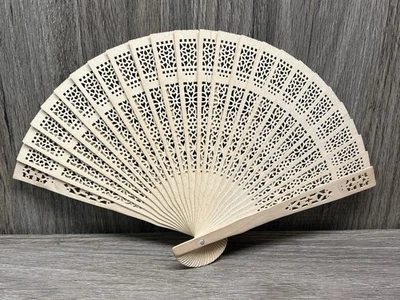 Handheld Wooden Folding Japanese Sandalwood Fan Wedding Outdoor Tea party Gift H - Image 1 of 2