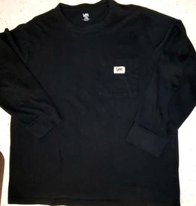 Mens Black Lee Premium Select Pocket Shirt Long Sleeve Crew Neck Cotton Size XL - Picture 1 of 4