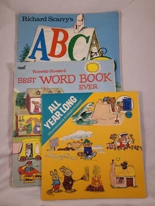 3 Book Richard Scarry Lot: All Year Long, Best Word Book Ever, ABC Word Book 80s - Picture 1 of 11