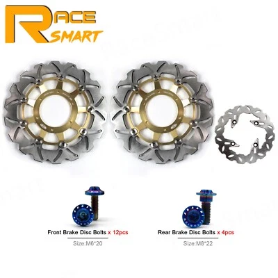 Rotores de freno delanteros traseros + pernos de montaje para Honda CB900F 919 Hornet 2002-2006 Foto 1 de 4