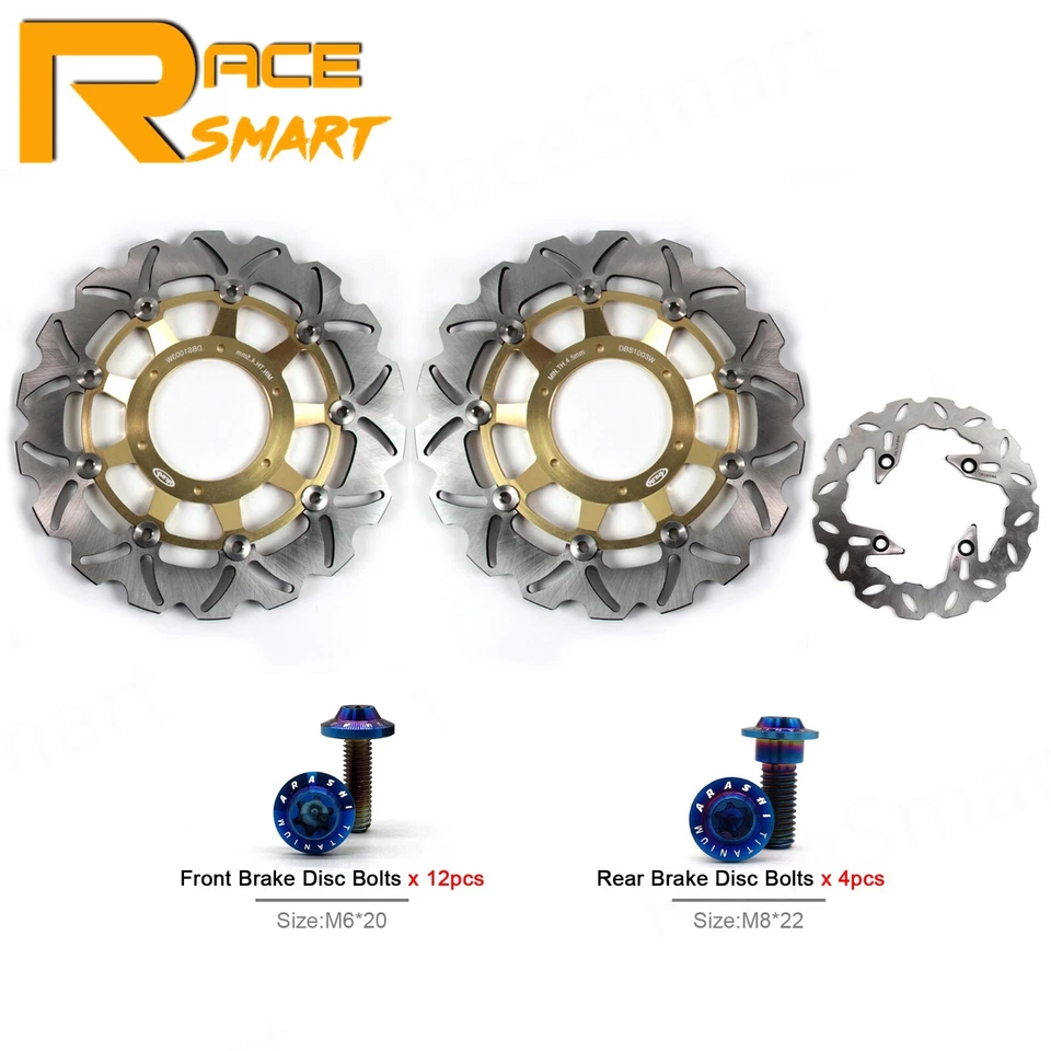 Rotores de freno delanteros traseros + pernos de montaje para Honda CB900F 919 Hornet 2002-2006 Foto 1 de 4