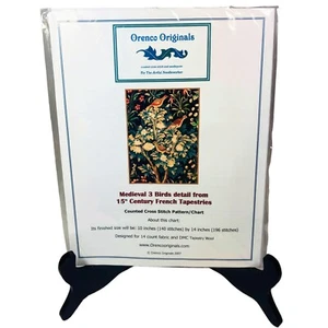 Medieval 3 Birds in a Tree from 15th Century Counted Cross Stitch Chart Pattern - Picture 1 of 3