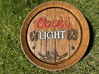 RARE Large Vintage COORS LIGHT Beer Barrel Wall Sign Bar Advertisement Beautiful