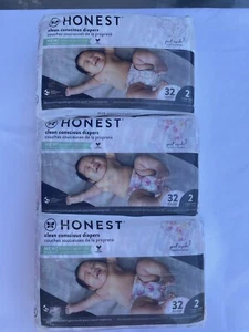 NEW Honest Diapers Size 2, 12-18 Pounds 96 Diapers/ 3 pack, Rose/Tutu Print Girl - Picture 1 of 3