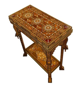 Marquetry inlay folding game table for backgammon, chess and cards - Picture 1 of 13