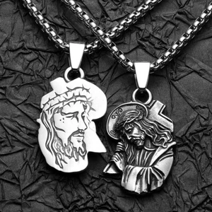 Christian Jesus Cross Powerful Amulet Stainless steel Men Necklaces Pendants - Picture 1 of 8