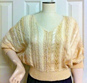 Neu mit Etikett 80er Jahre FRANZÖSISCHE LUMPEN GARNKUNST TOP - Multi-Garn/Design/Textur HANDGEMACHT USA S $ 180 - Bild 1 von 12